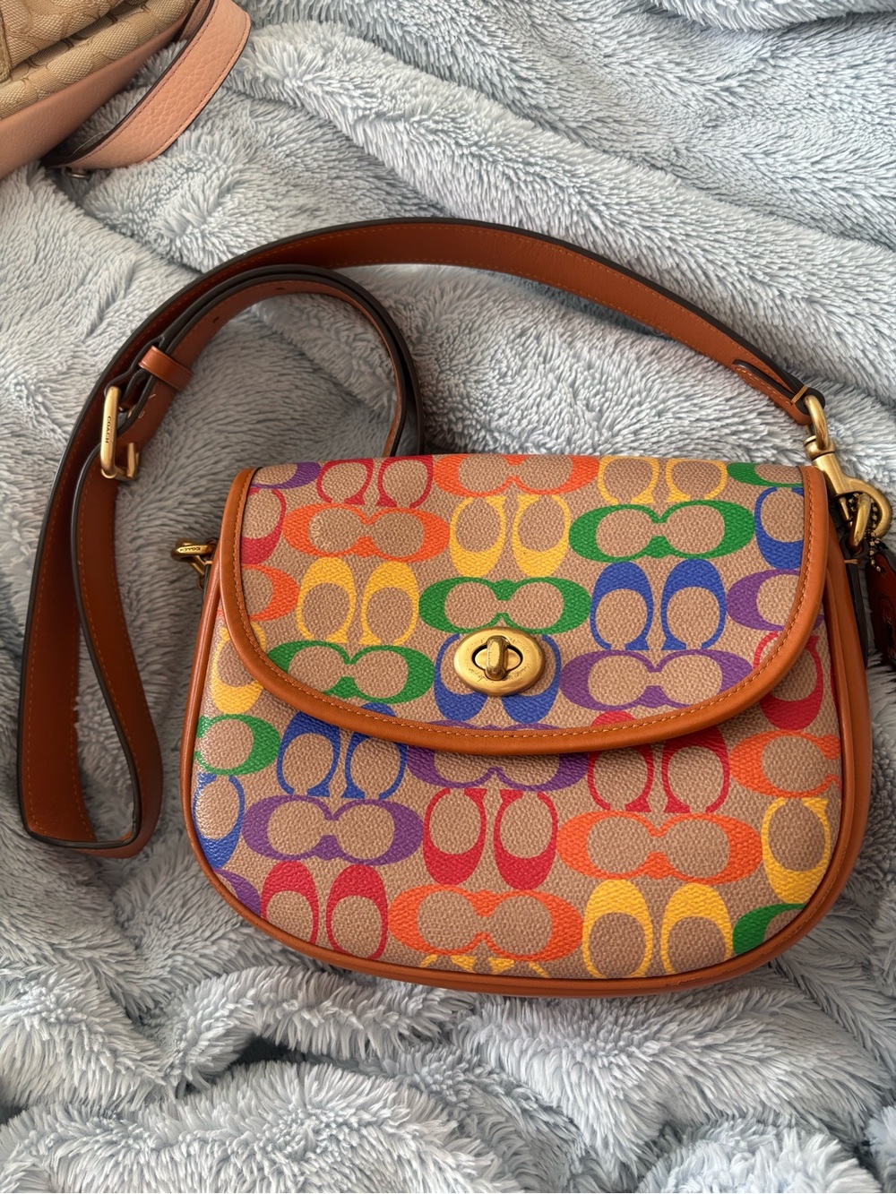 Coach Multicolor Signature Saddle Crossbody Bag - Rainbow Coach C Print